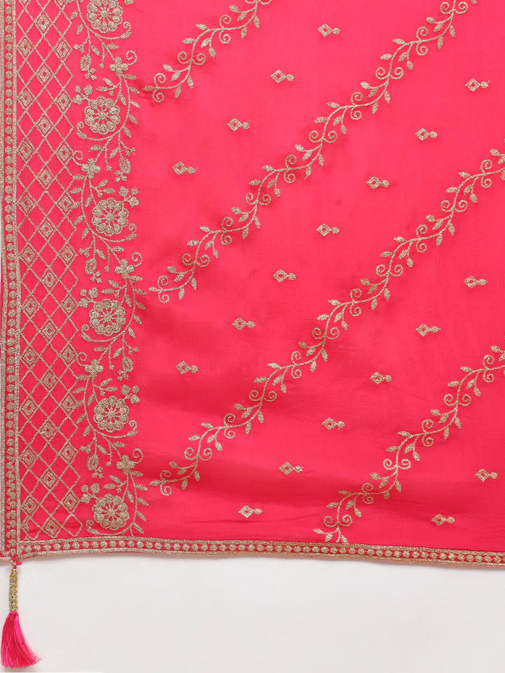 Zari Embroidered Handloom Kurti With Garara &amp; Dupatta