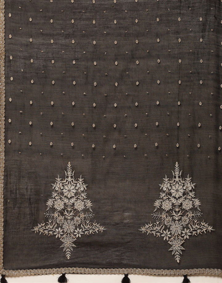 Embroidered Cotton Chanderi Salwar Kameez Stitched Suit With Chanderi Dupatta