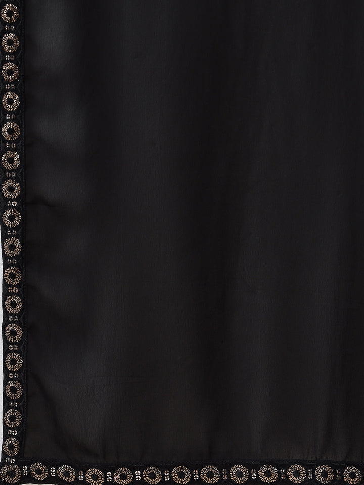Sequin Embroidered Georgette Kurta With Palazzo &amp; Dupatta