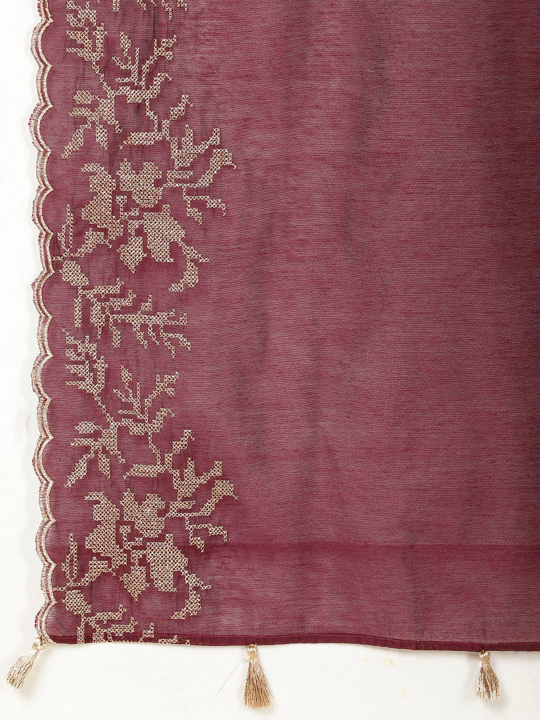 Embroidered Cotton Kurta With Pants &amp; Dupatta