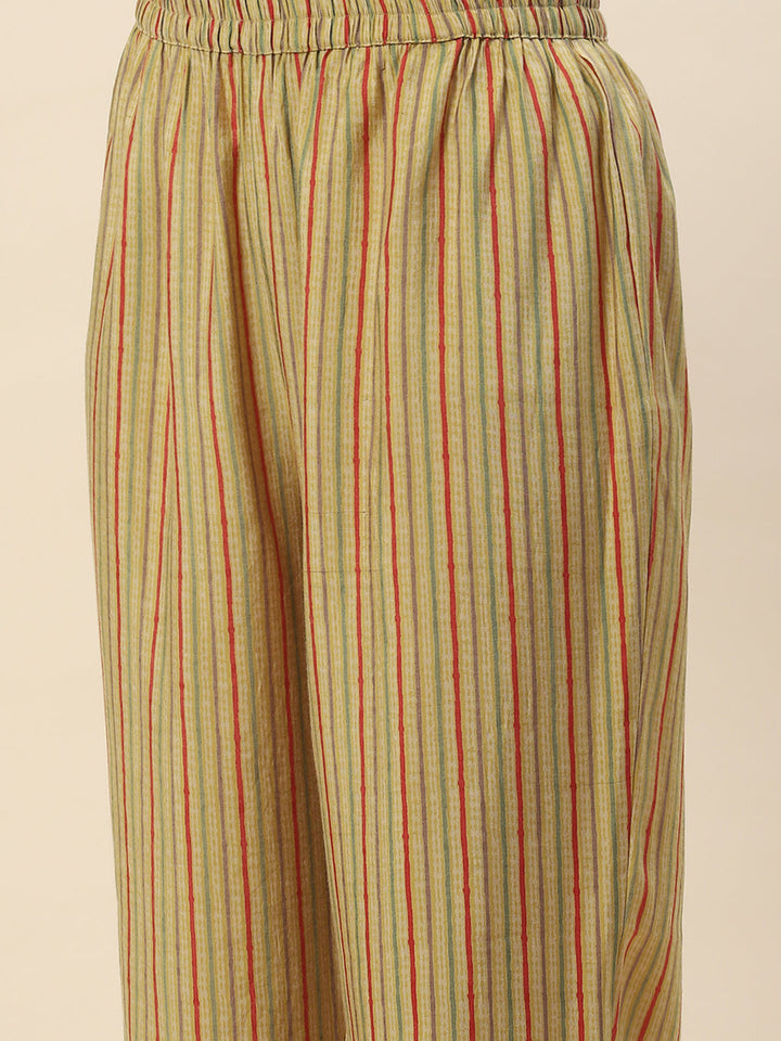 Yoke Embroidery Cotton Kurta With Pants