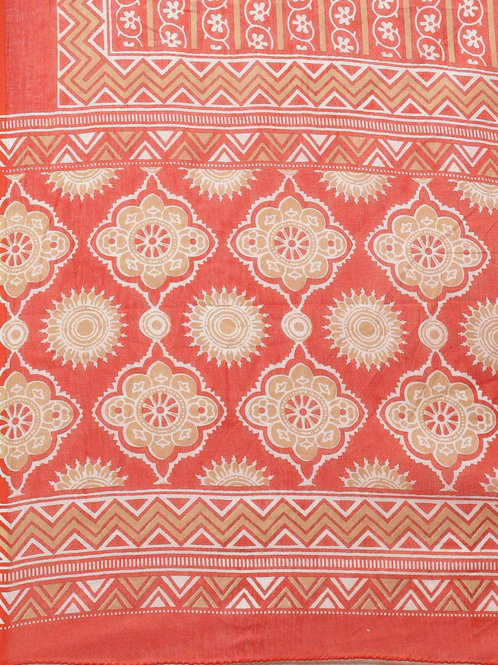 Printed Cotton Muslin Kurti With Printed Pant And Dupatta