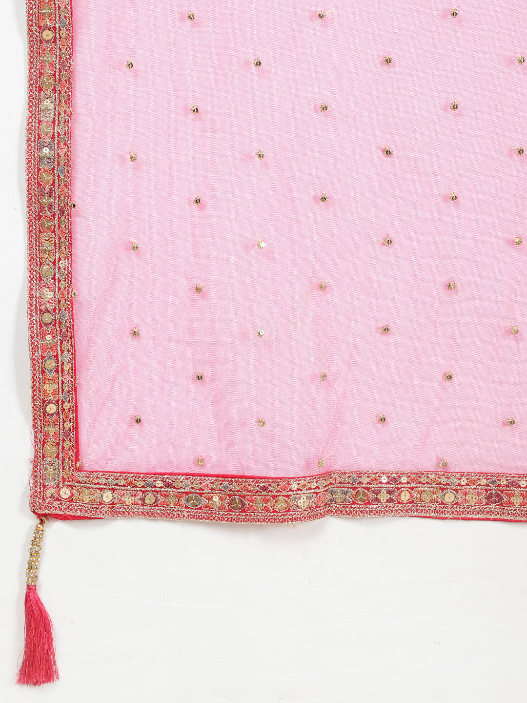 Zari Embroidered Georgette Crop Top With Palazzo &amp; Dupatta