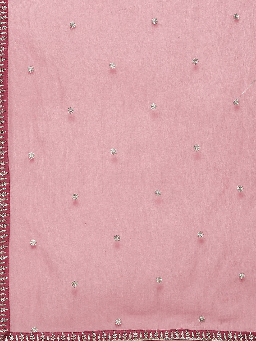 Embroidered Zari Cotton Stitched Salwar Kameez With Organza Dupatta
