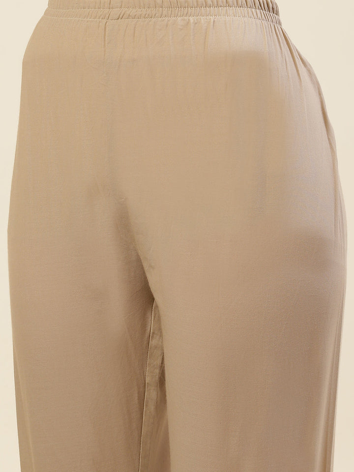 Embroidered Chanderi Cotton Kurta With Pants