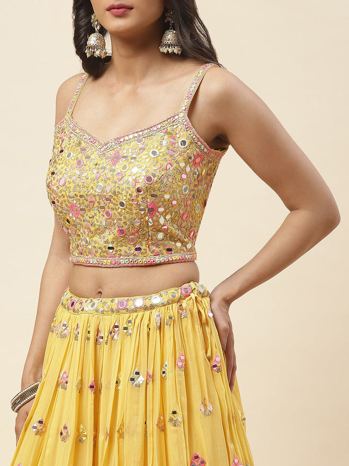 Georgette Lehenga Choli Blouse Crop Top