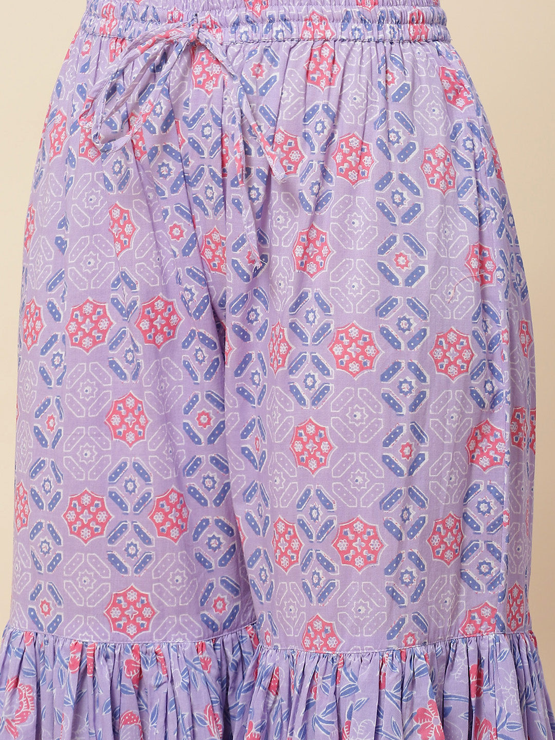 Floral Printed Cotton Kurta With Sharara