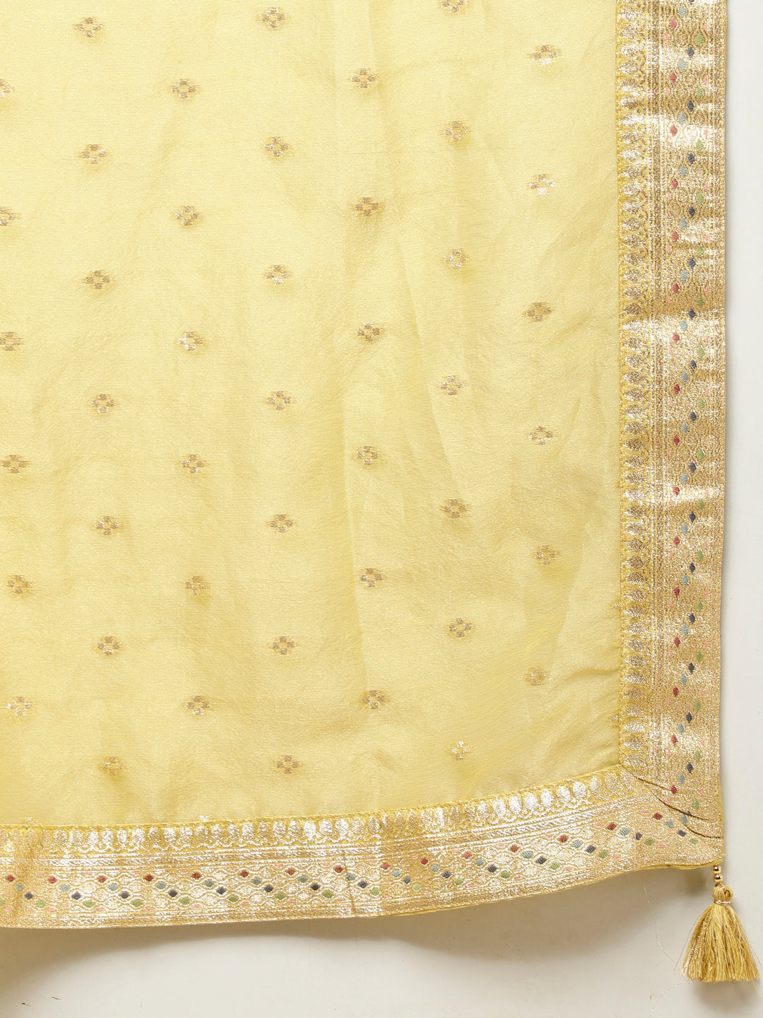 Floral Woven Tissue Kurta With Pants &amp; Dupatta