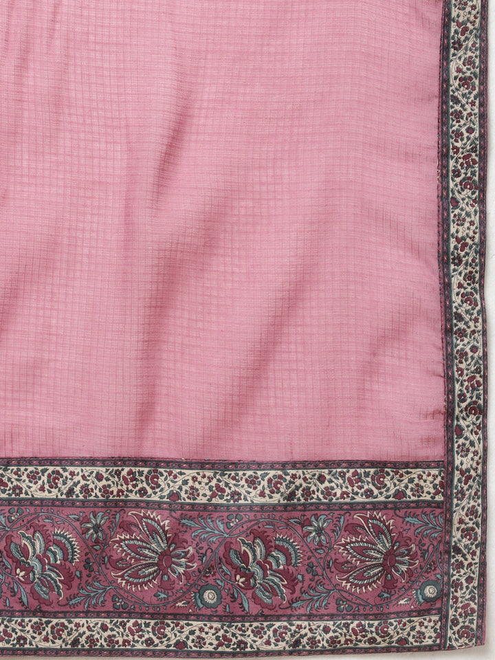 Floral Printed Cotton Kurta With Pants &amp; Dupatta