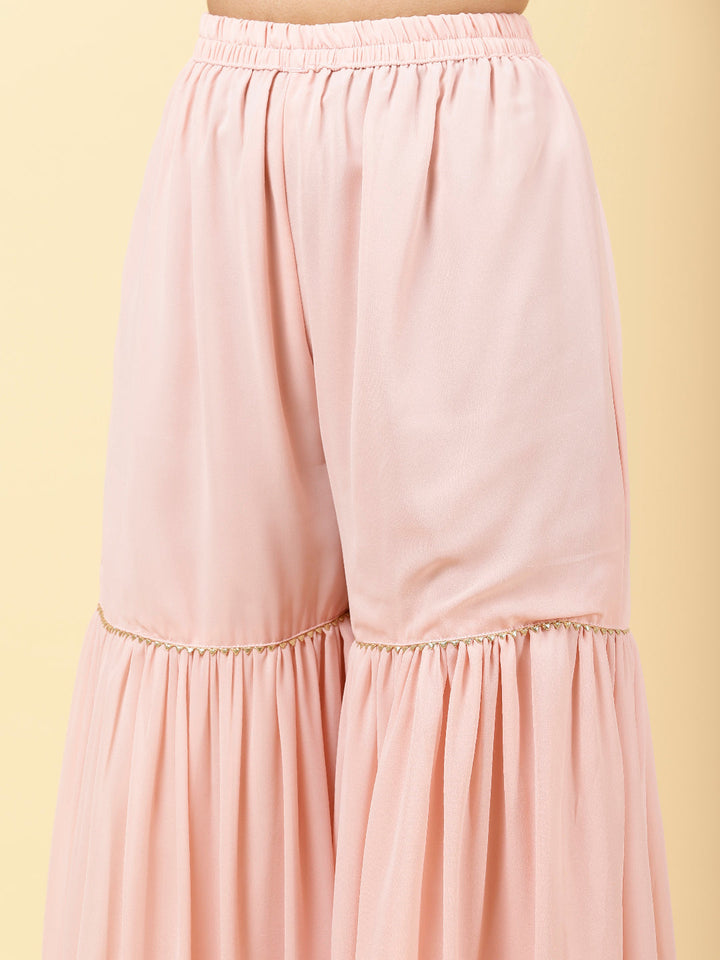 Sequin Georgette Kurta With Palazzo  &amp; Dupatta