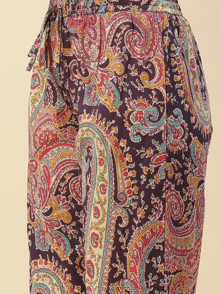 Paisley Printed Cotton Kurta With Pants