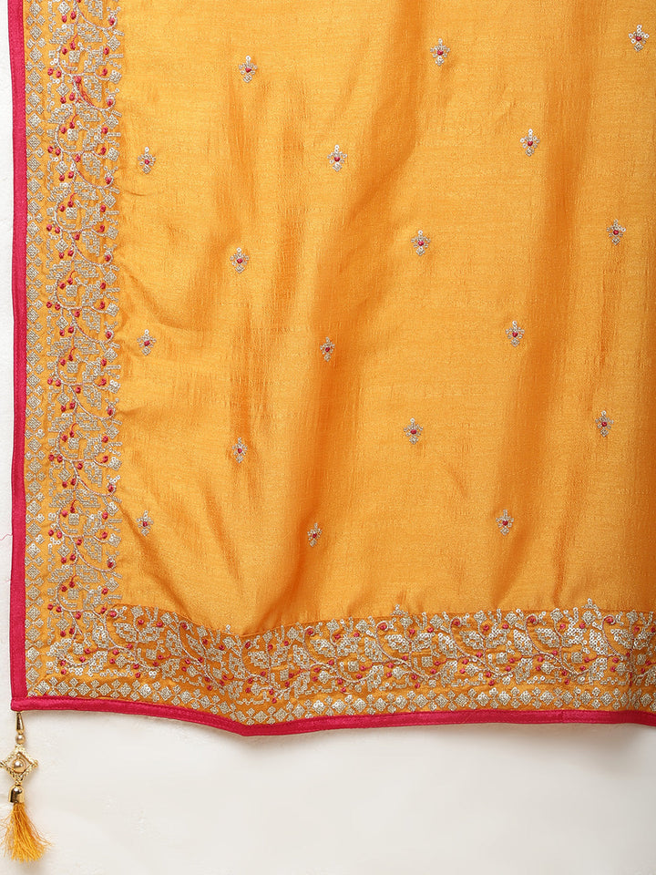 Sequin Work Handloom Kurta With Pants &amp; Dupatta