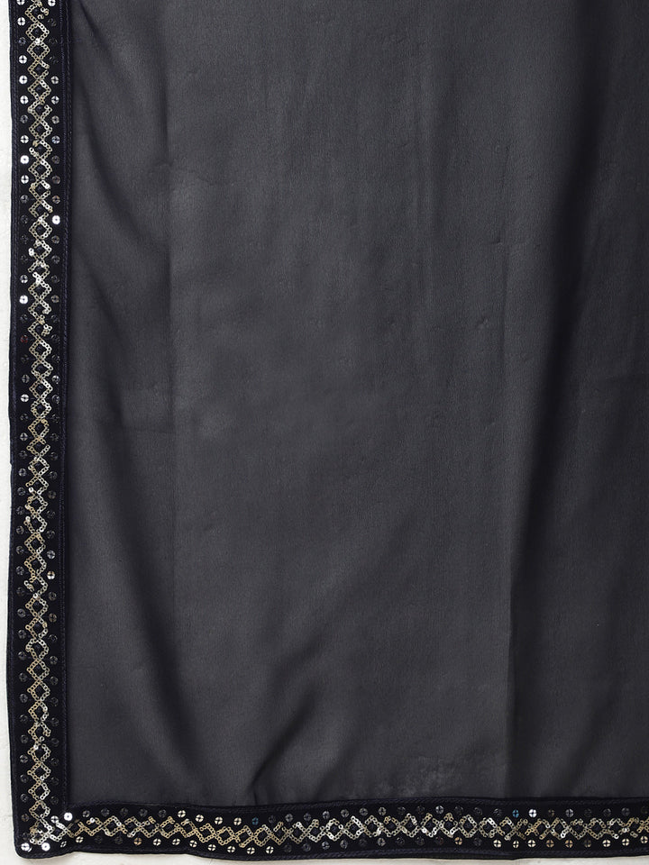 Resham Sequin Embroidery Georgette Kurta With Sharara &amp; Dupatta
