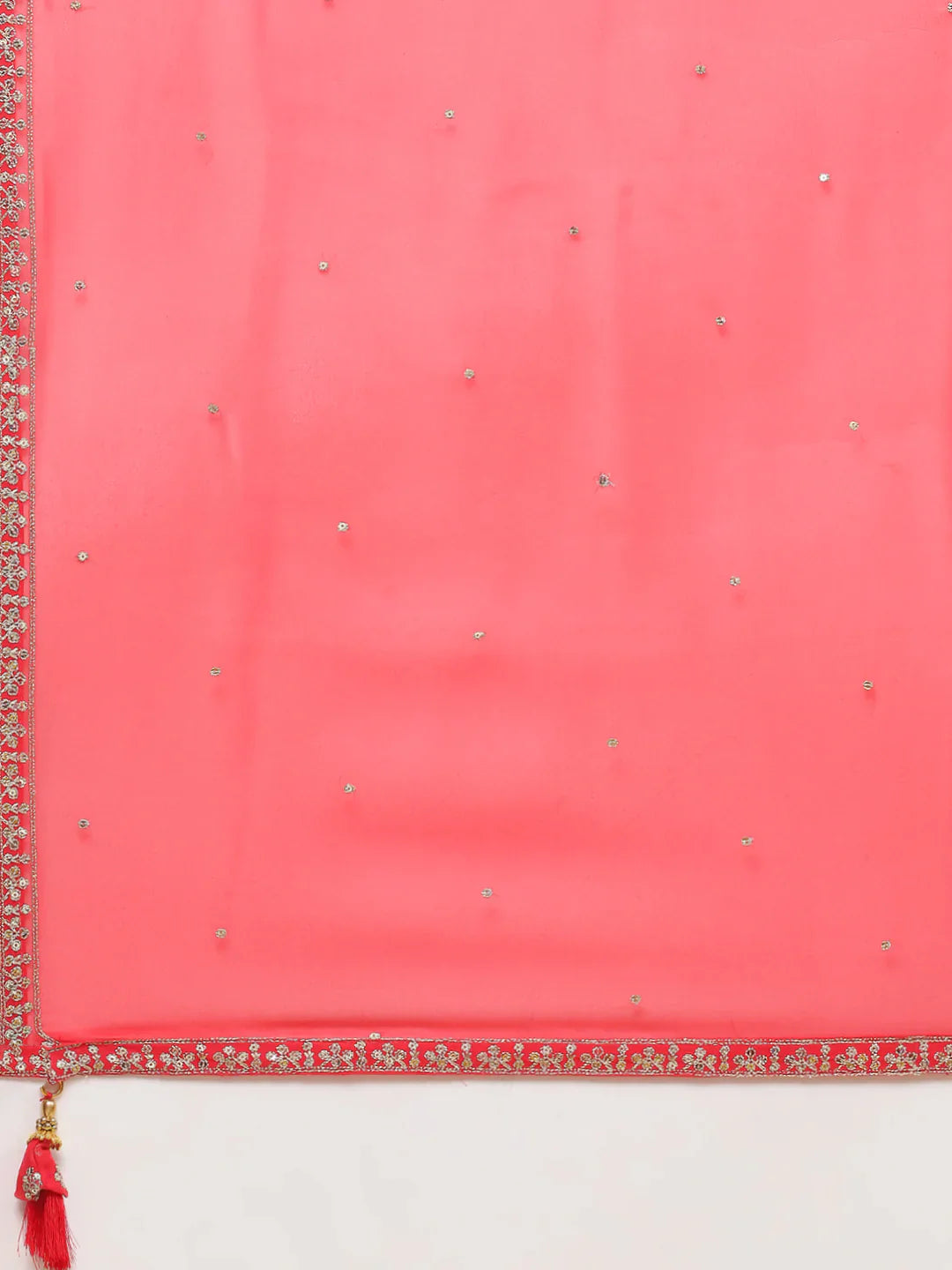 Sequin Embroidered Georgette Kurta With Sharara &amp; Dupatta