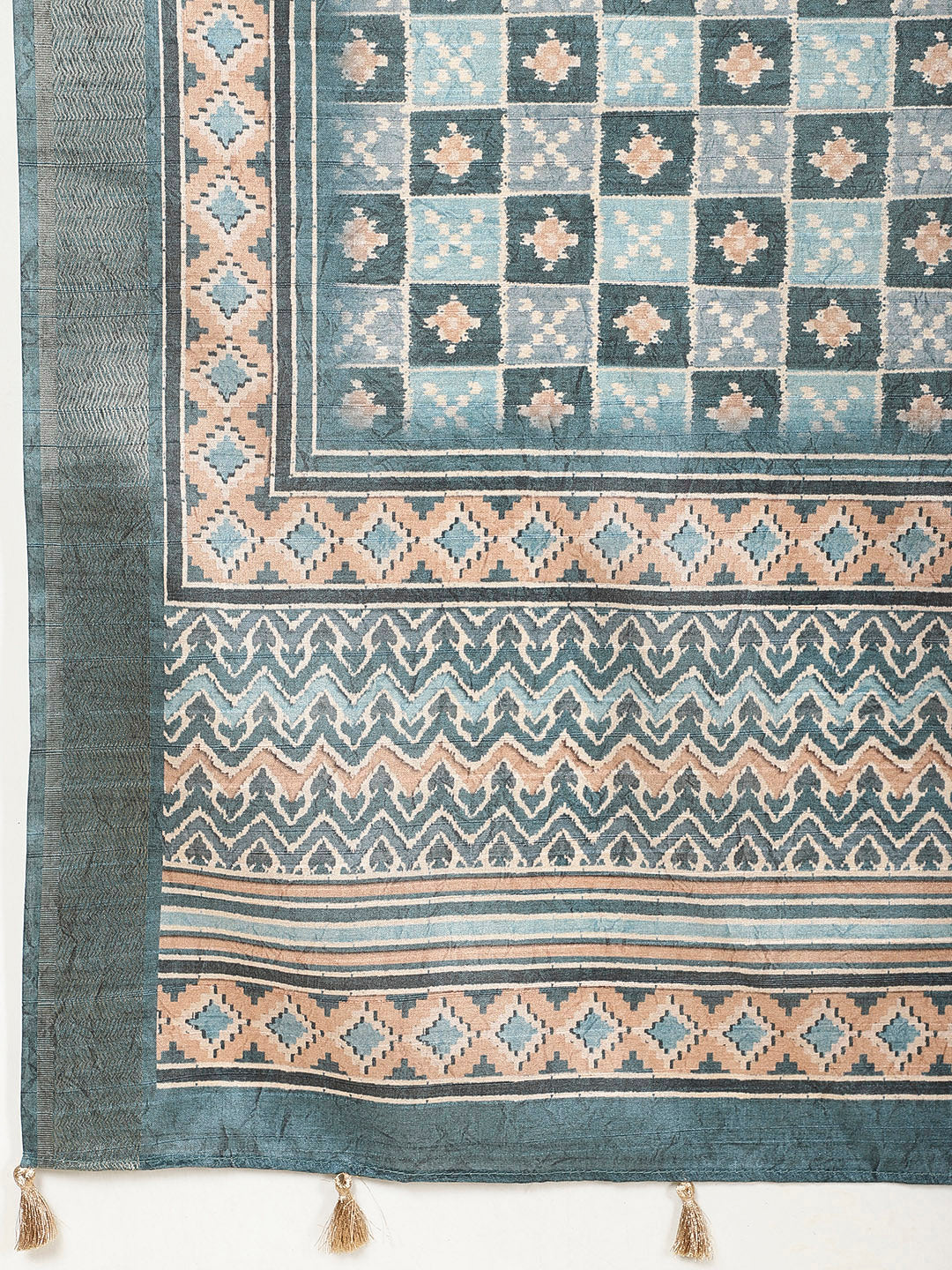 Embroidered Tussar Kurta With Pants &amp; Dupatta