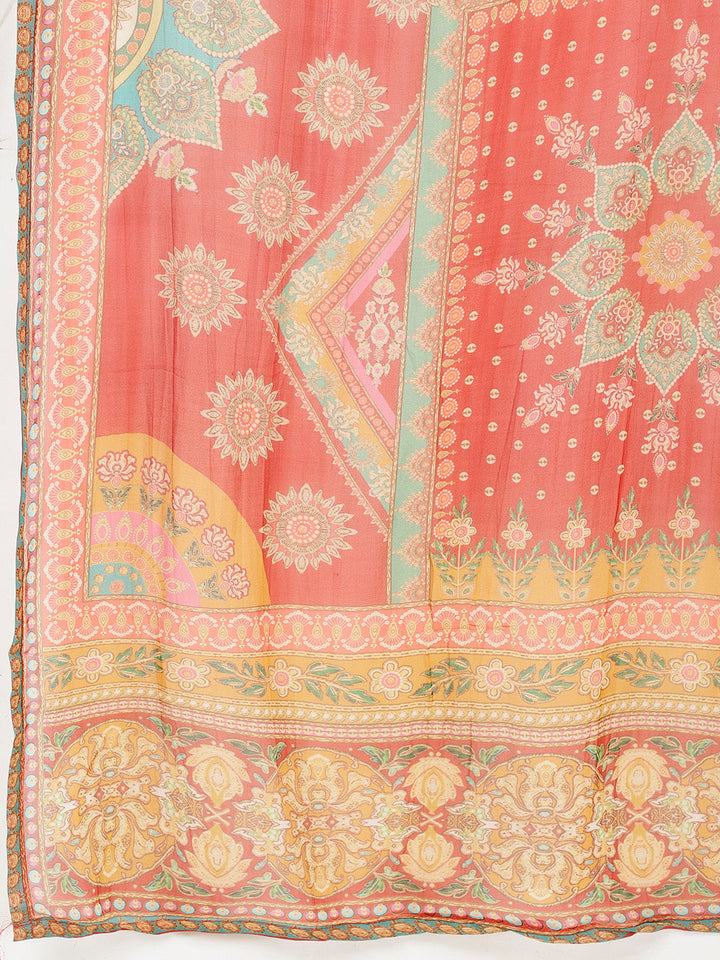 Floral Printed Georgette Kurta With Pants &amp; Dupatta
