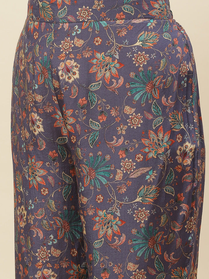 Floral Printed Muslin Kurti With Pants