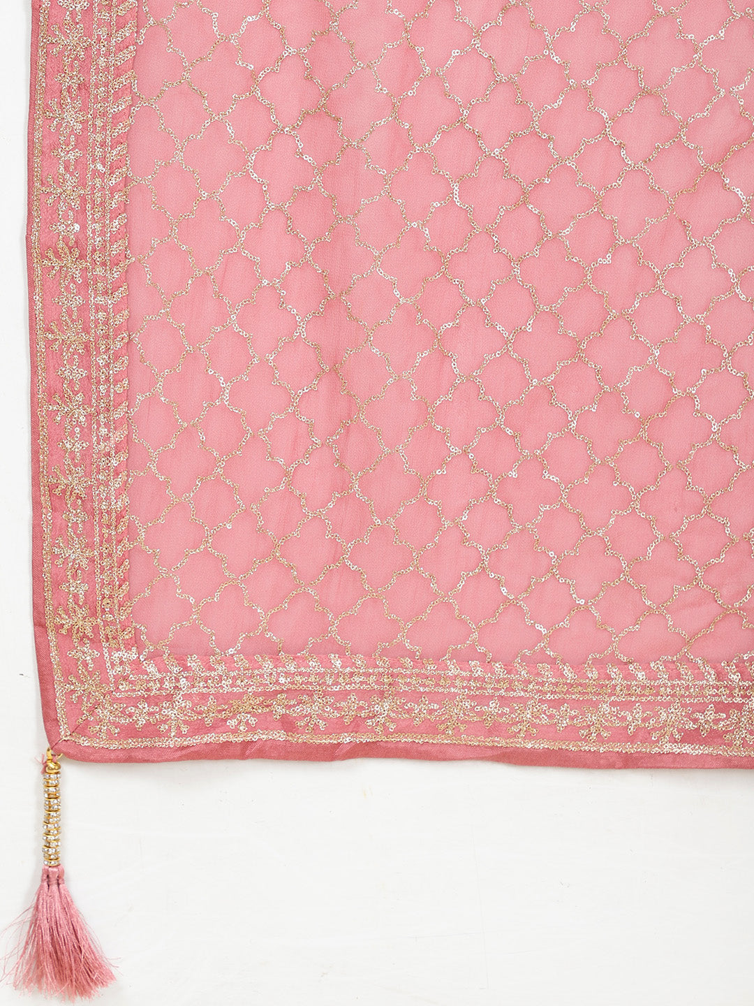 Sequin Embroidered Georgette Kurta With Churidar &amp; Dupatta