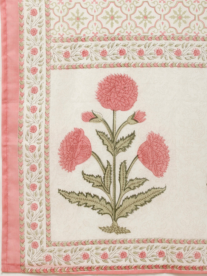 Block Printed Cotton Kurta With Palazzo &amp; Dupatta