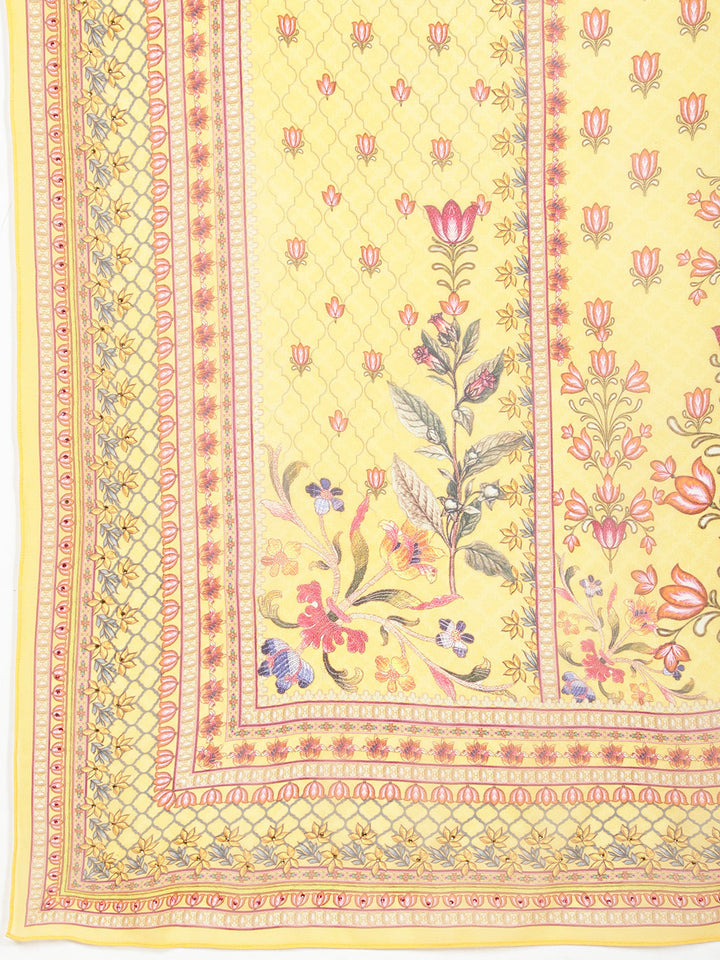 Digital Floral Printed Crepe Kurta With Palazzo &amp; Dupatta