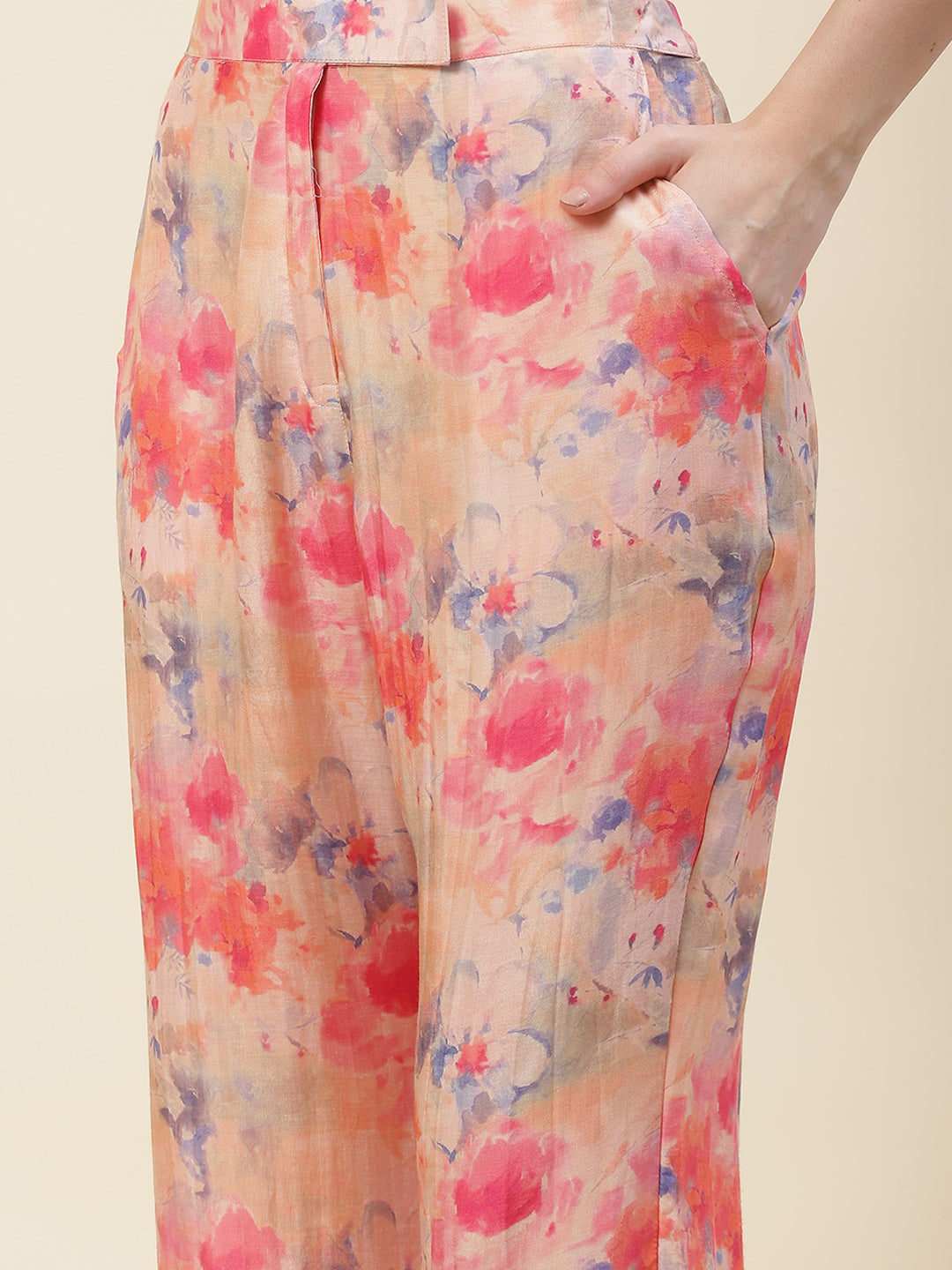 Muslin Short Kurti &amp; Flared Pants Co-ord Set