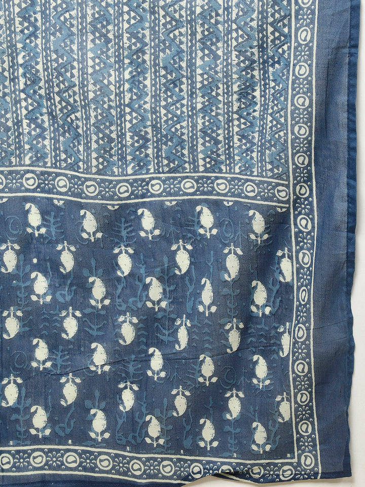 Paisley Printed Cotton Kurta With Pants &amp; Dupatta
