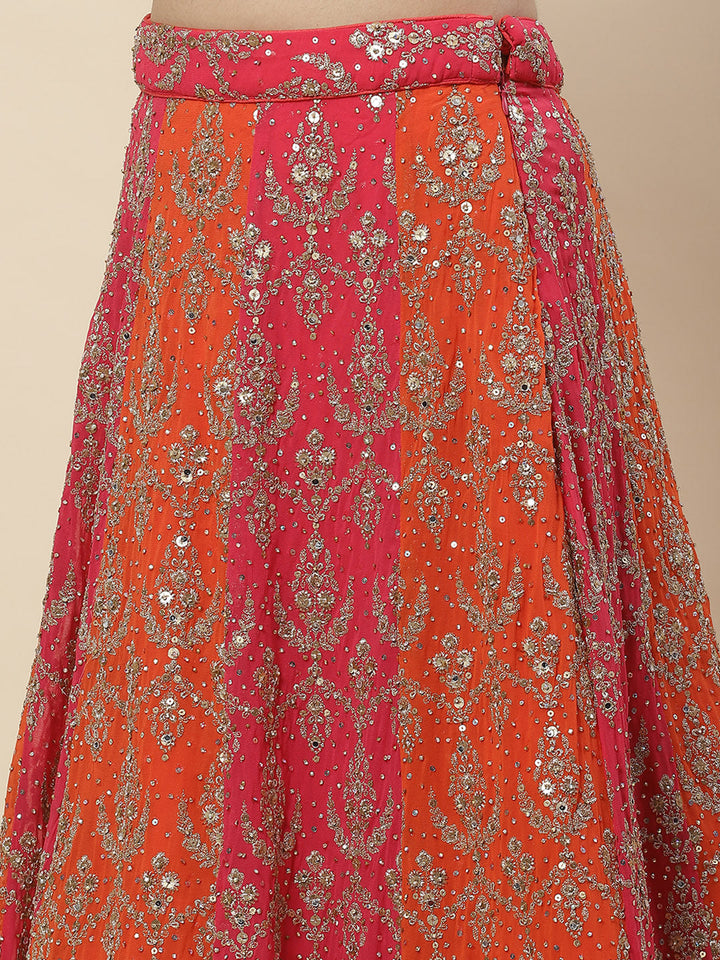 Zari Jaal Embroidered Georgette Kurti With Lehenga &amp; Dupatta