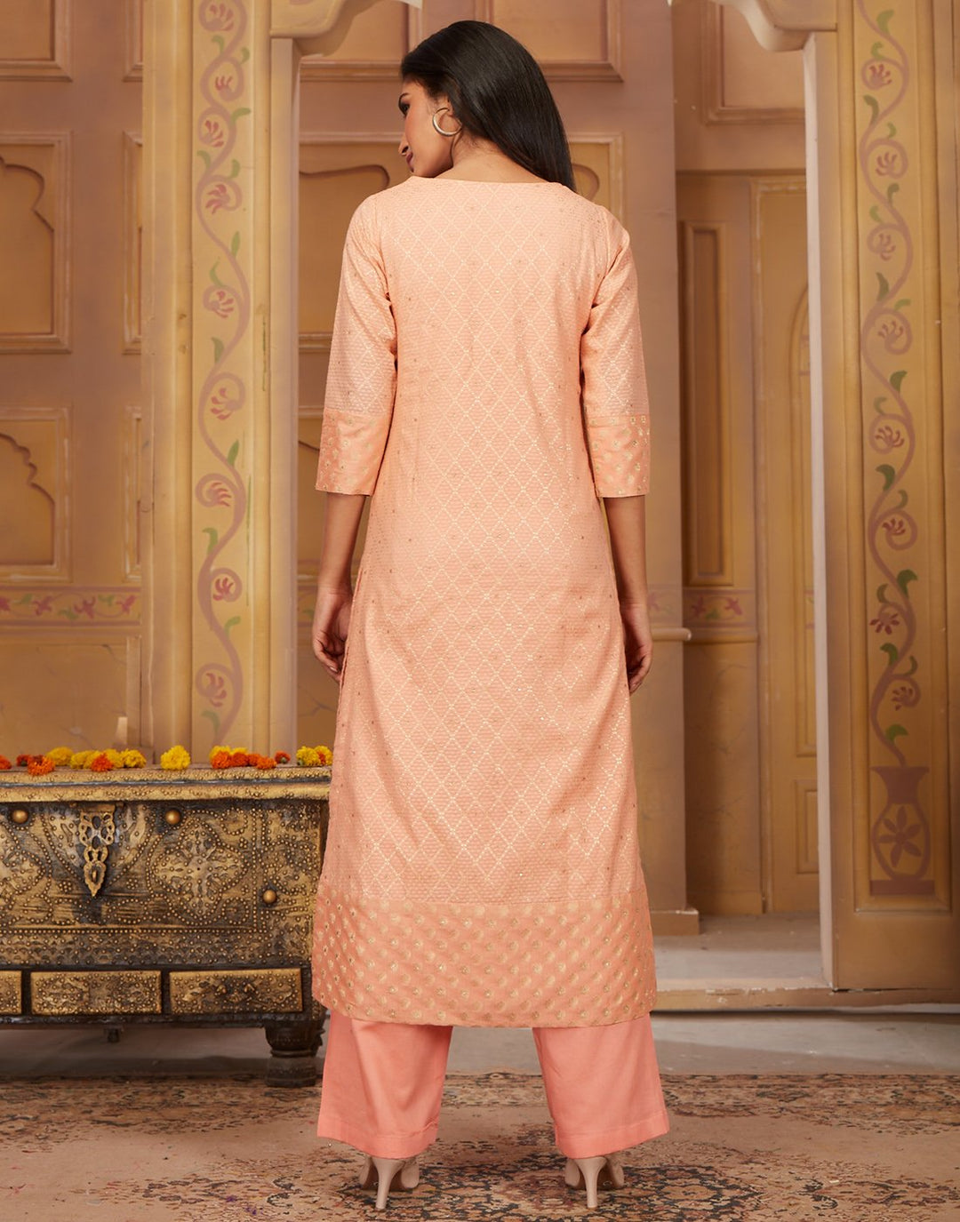Printed Cotton Chanderi Kurti With Plazzo