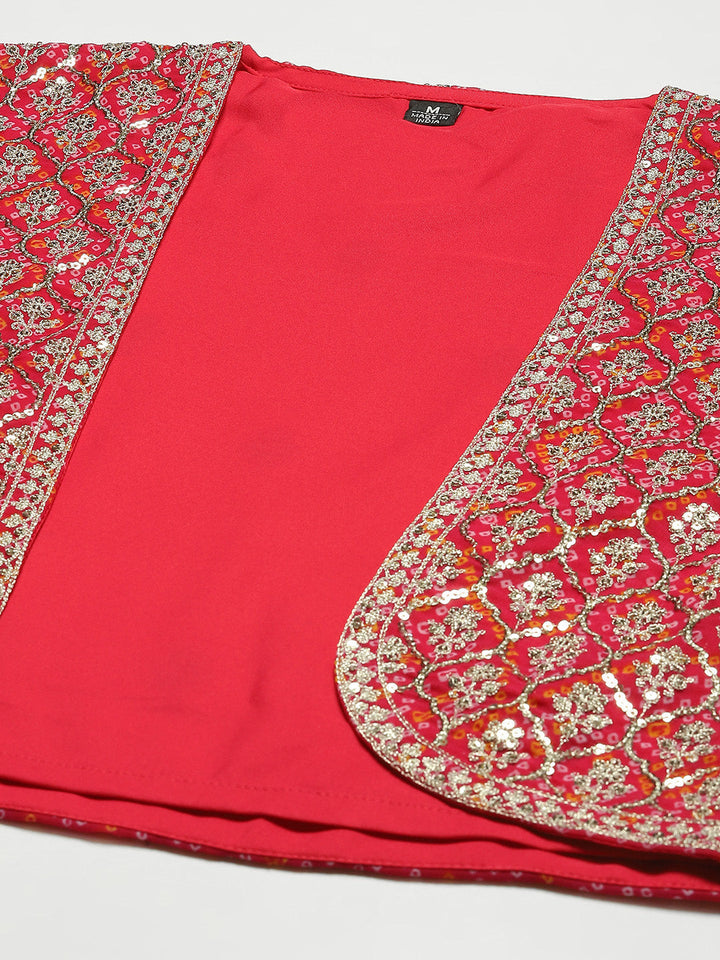 Bandhani Print Georgette Choli With Jacket, Choli &amp; Dupatta