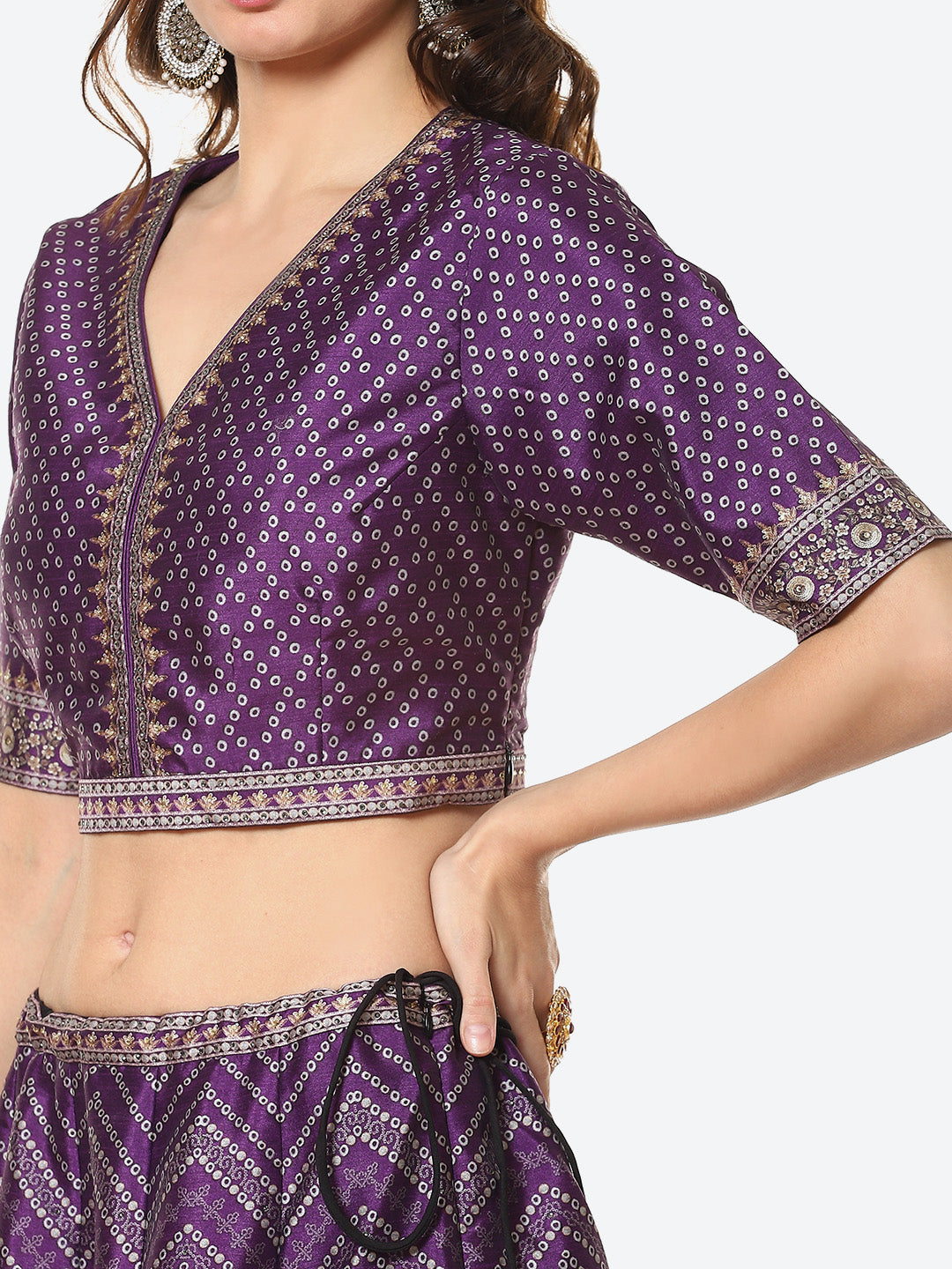 Printed Choli With Lehenga &amp; Net Dupatta