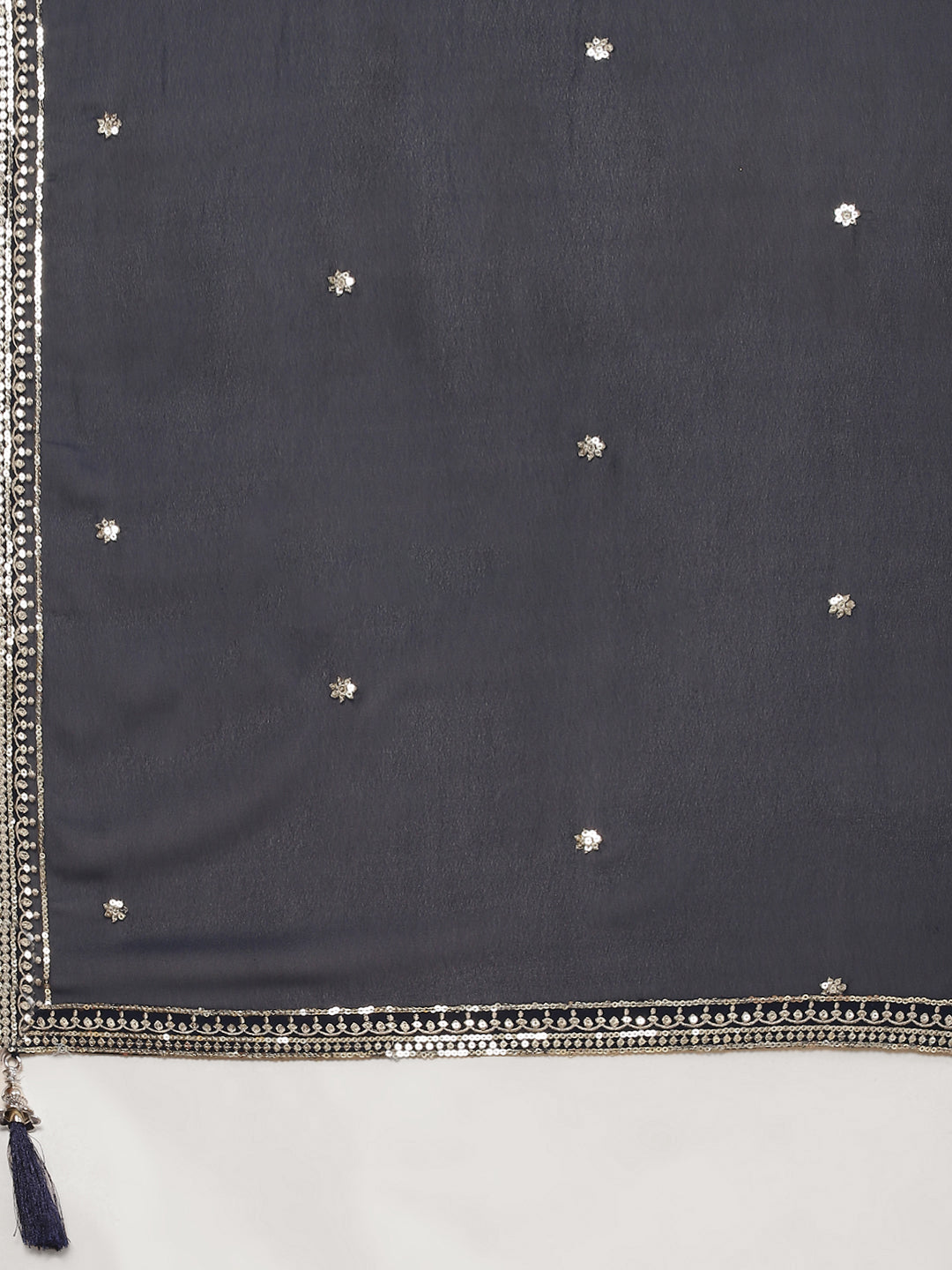 Resham Sequin Booti Georgette Kurta With Palazzo &amp; Dupatta