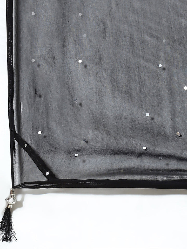 Sequin Embroidery Georgette Kurti With Palazzo &amp; Dupatta