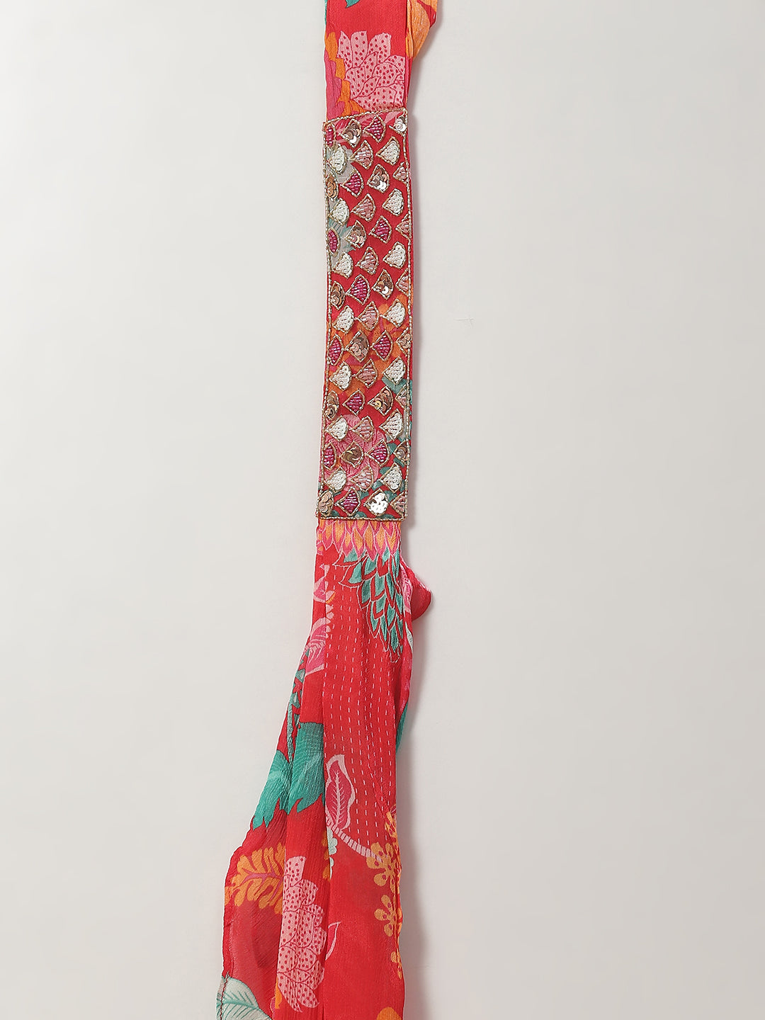 Floral Printed Crepe Crop Top With Palazzo &amp; Dupatta
