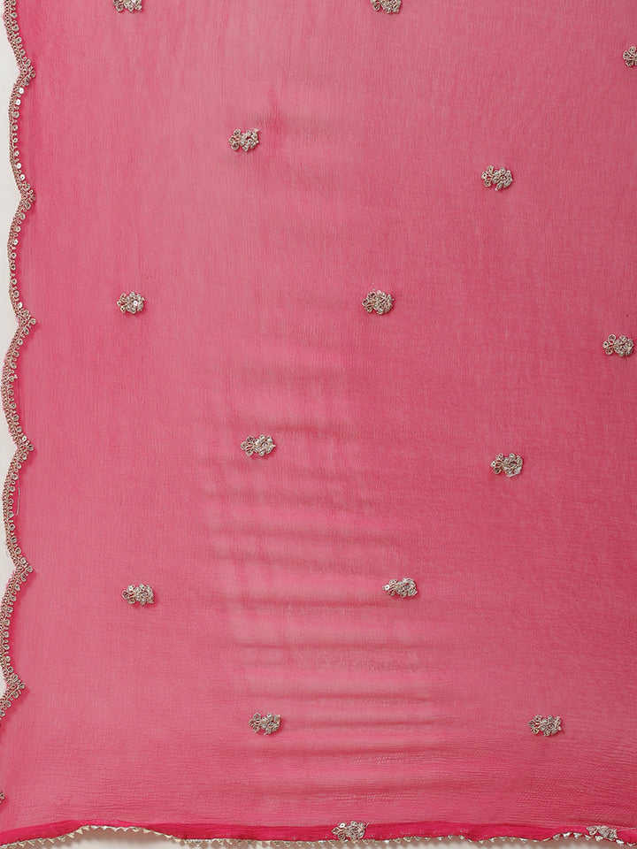 Floral Printed Cotton Kurta With Sharara &amp; Dupatta