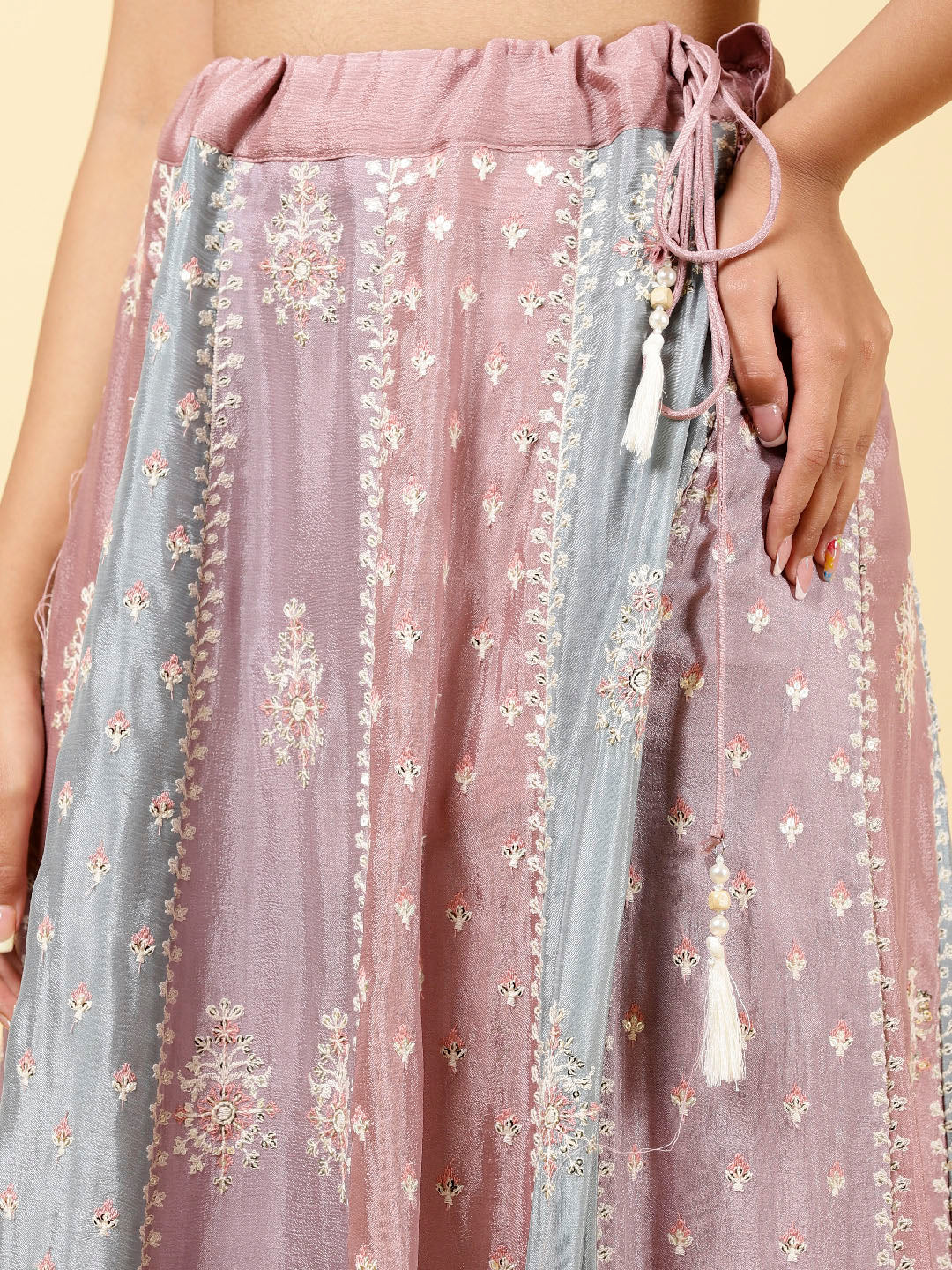 Sequin Embroidered Crepe Choli With Lehenga &amp; Dupatta