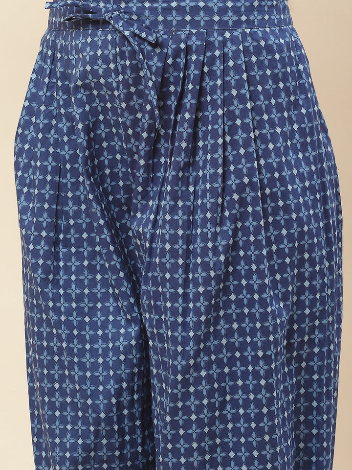 Printed Cotton Kurta With Pants &amp; Dupatta