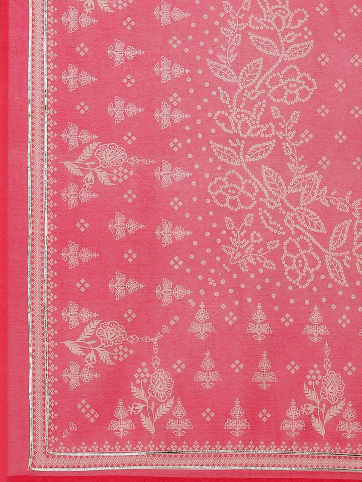 Bandhani Printed Chanderi Kurta With Pants &amp; Dupatta