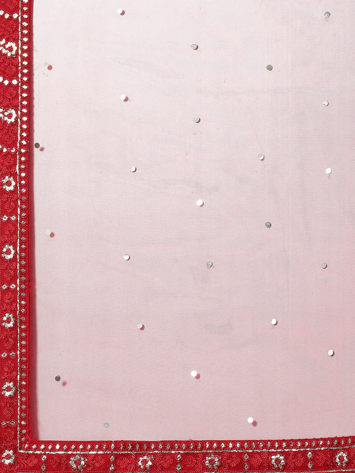 Resham Booti Embroidered Georgette Kurta With Palazzo &amp; Dupatta