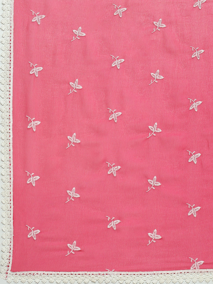 Printed &amp; Embroidered Cotton Suit Set With Dupatta