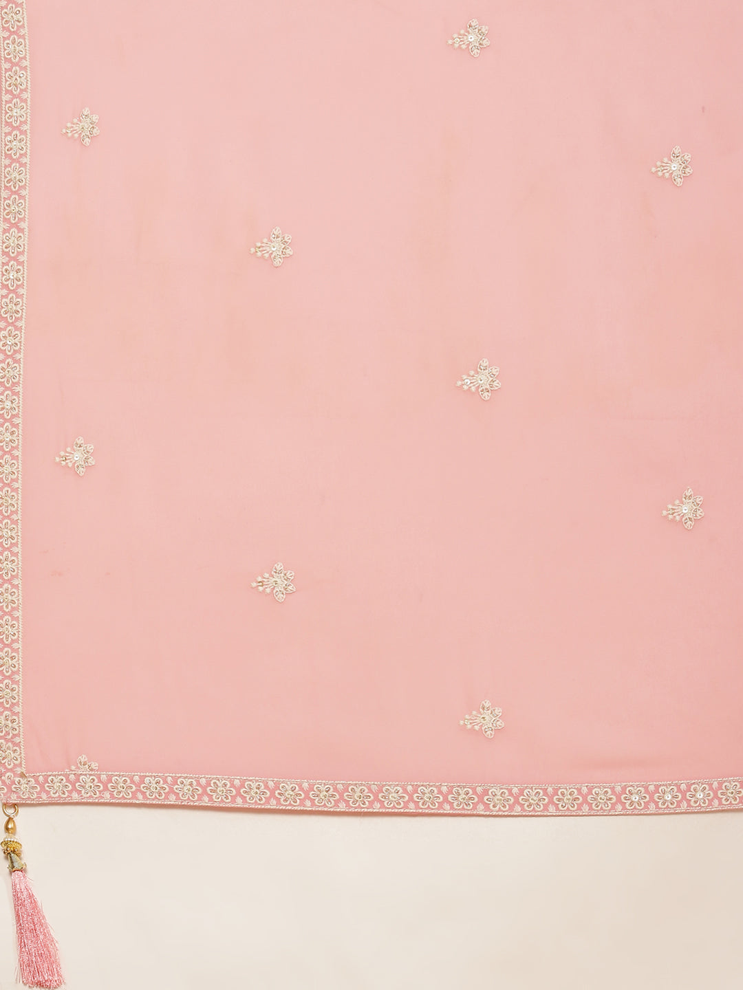 Resham Embroidered Booti Georgette Kurta With Palazzo &amp; Dupatta