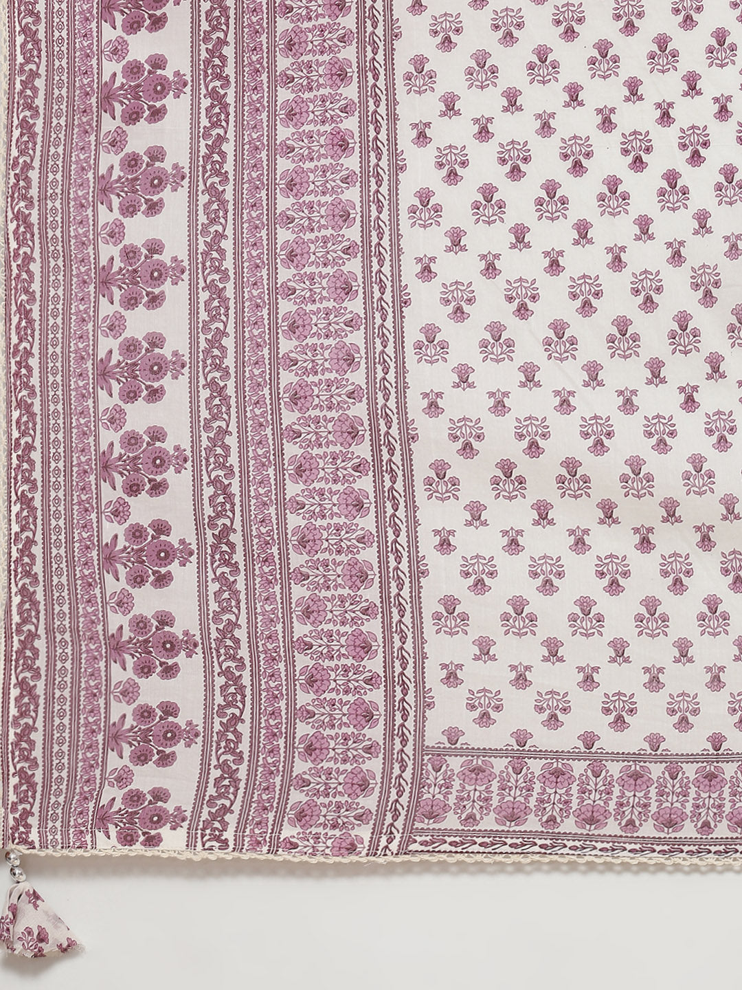 Floral Printed Cotton Kurta With Pants &amp; Dupatta