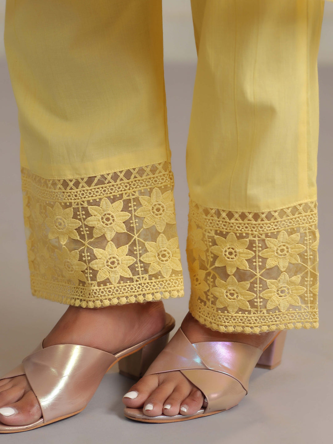 Schiffli Embroidery Kurta With Pants &amp; Dupatta