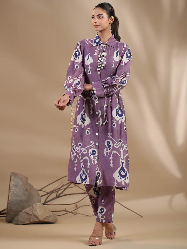 Floral Printed Muslin Kurta With Pants