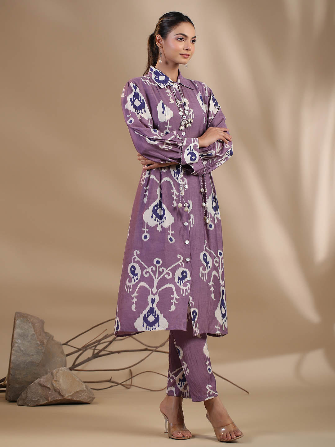 Floral Printed Muslin Kurta With Pants