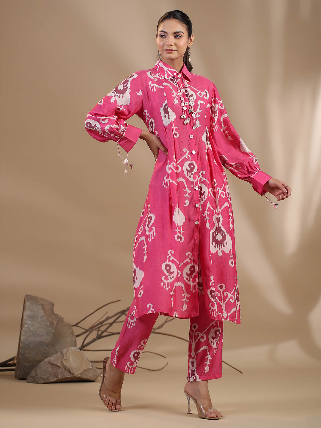 Floral Printed Muslin Kurta With Pants