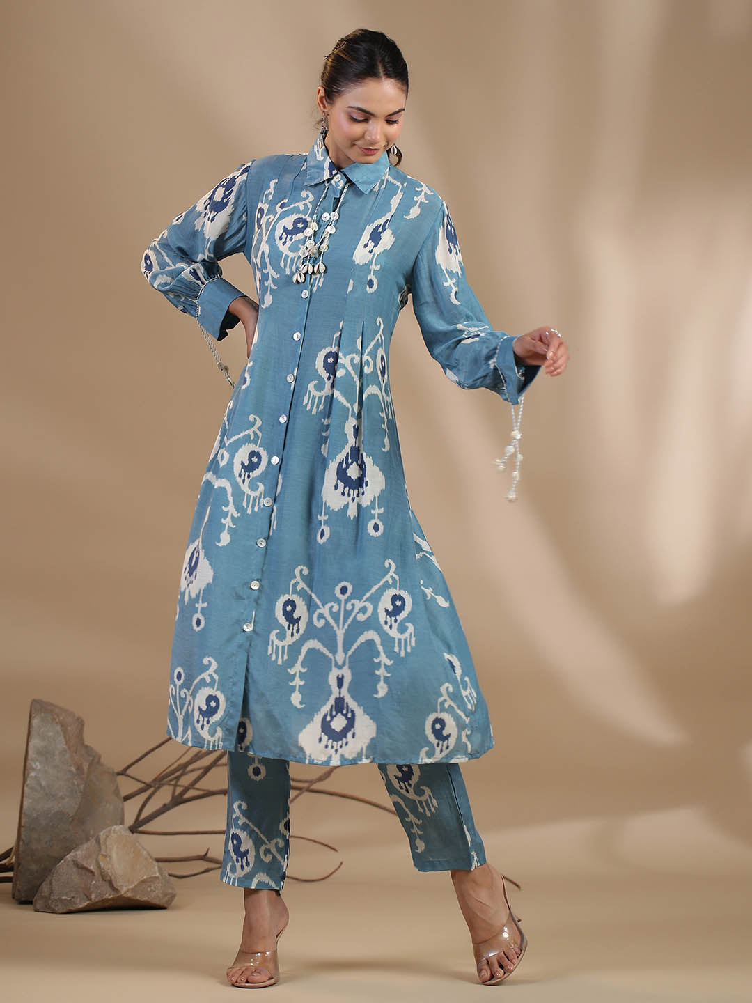 Floral Printed Muslin Kurta With Pants