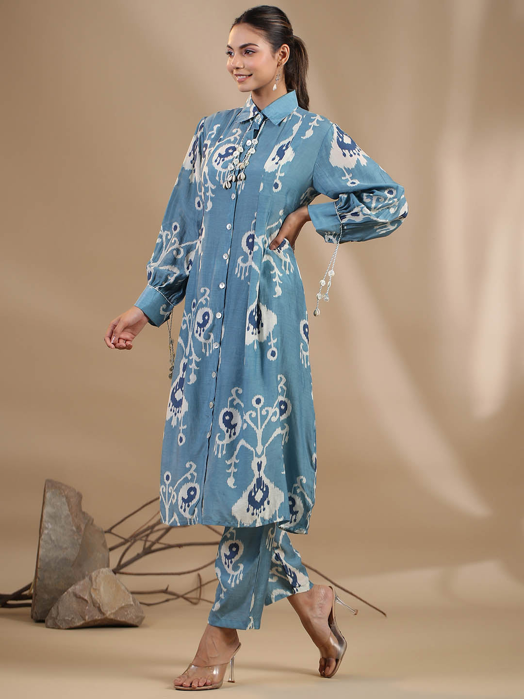 Floral Printed Muslin Kurta With Pants