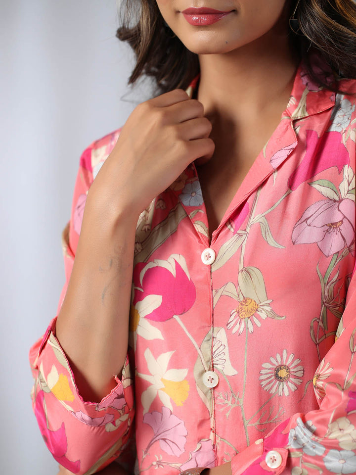 Floral Printed Crepe Kurta With Pants