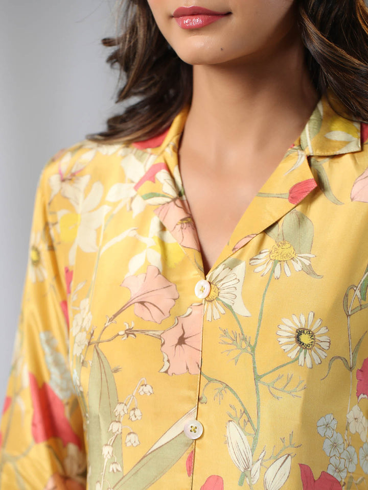 Floral Printed Crepe Kurta With Pants