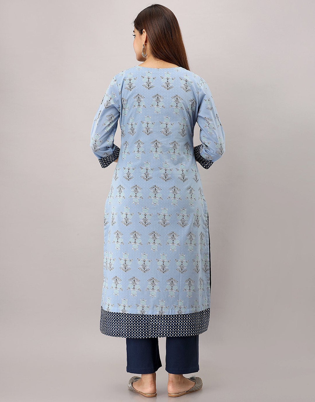 MBZ Meena Bazaar-Cotton Printed Kurti with Double Layered Silhouette